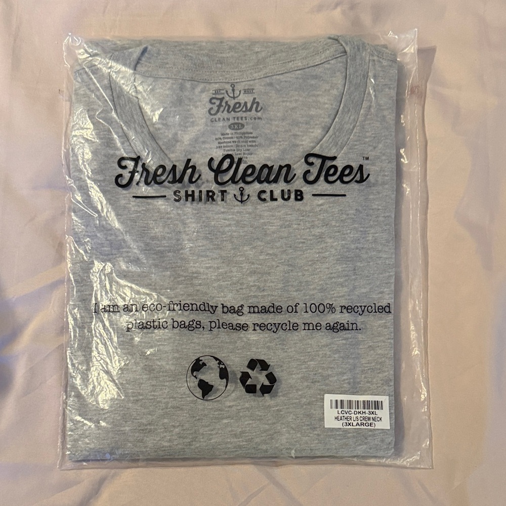 Fresh Clean Tee’s Gray Long Sleeve 3XL Men's Shirt